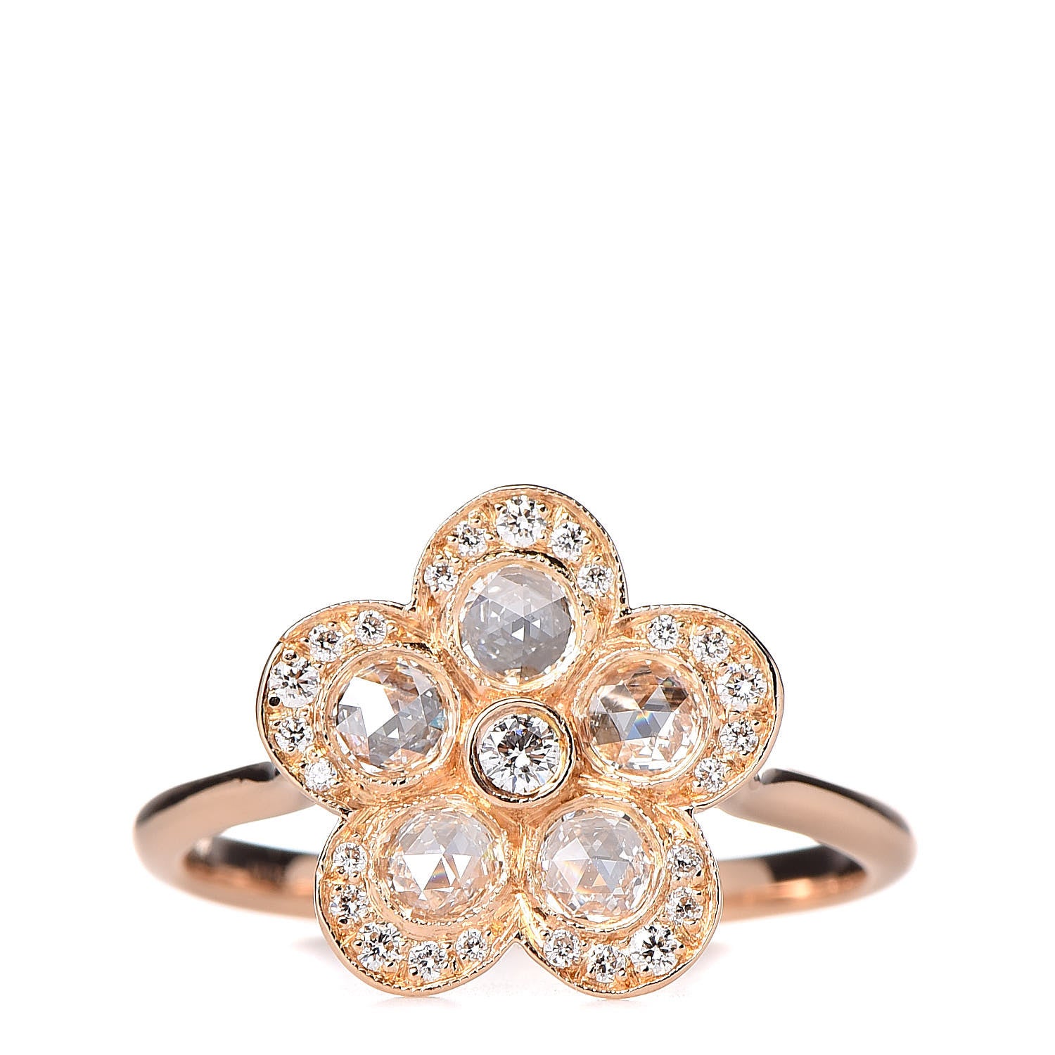 Tiffany 18K Rose Gold Diamond Garden Flower Ring 51 5.75 1 of 5