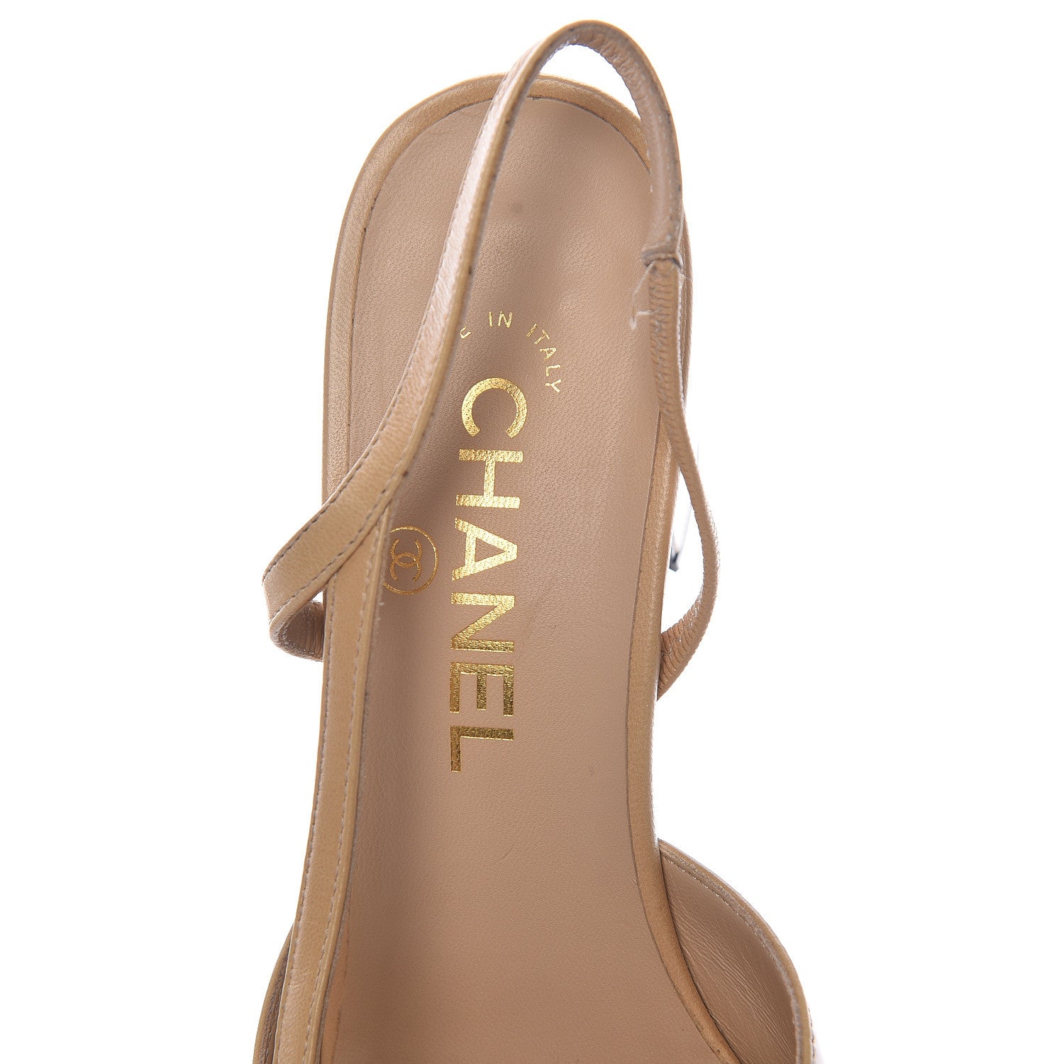 Chanel Goatskin Grosgrain Cap Toe CC Slingback Pumps 38.5 Beige Black 9 of 15