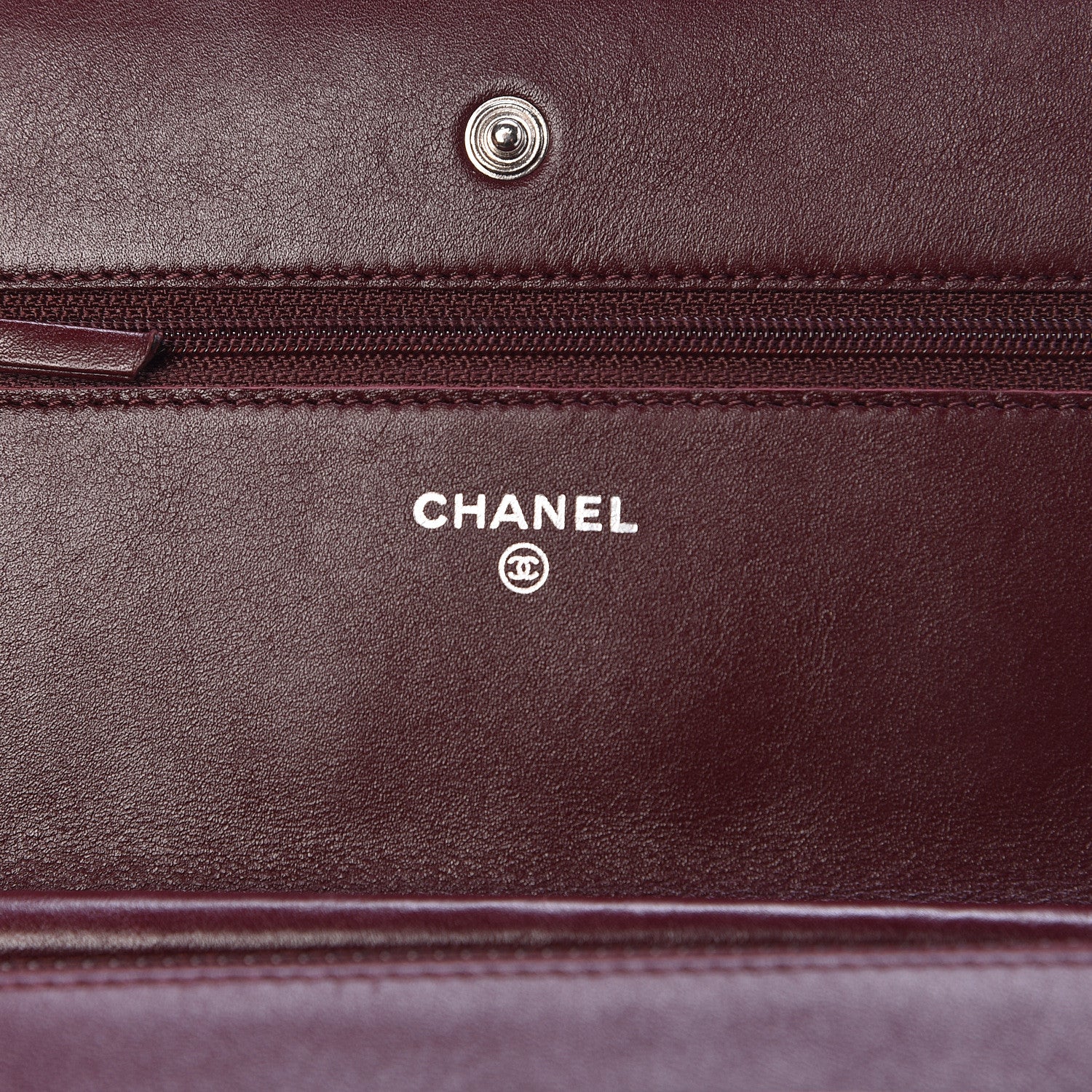 Chanel Striated Patent Quilted Wallet on Chain WOC Bordeaux 6 of 13