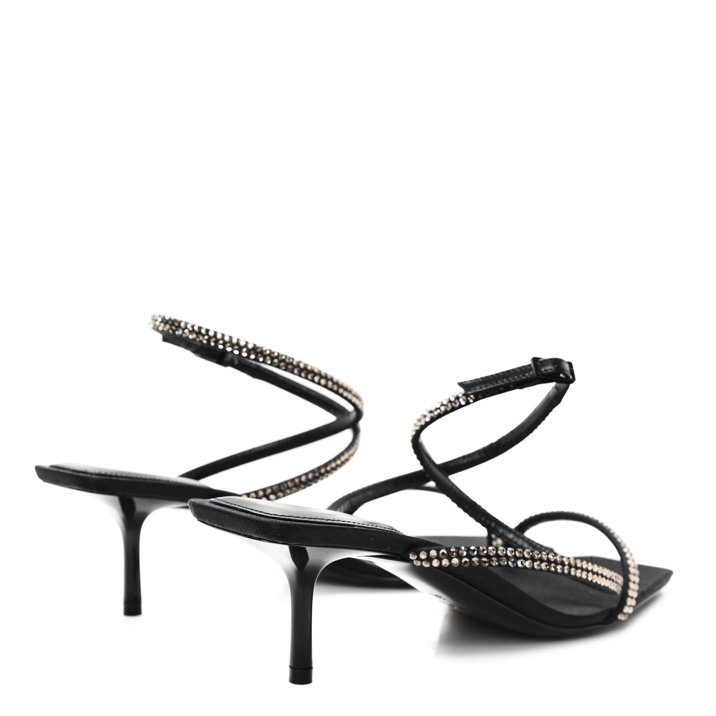Crepe Satin Baliqua 55 Vett Ankle Strap Sandals 36.5 Black