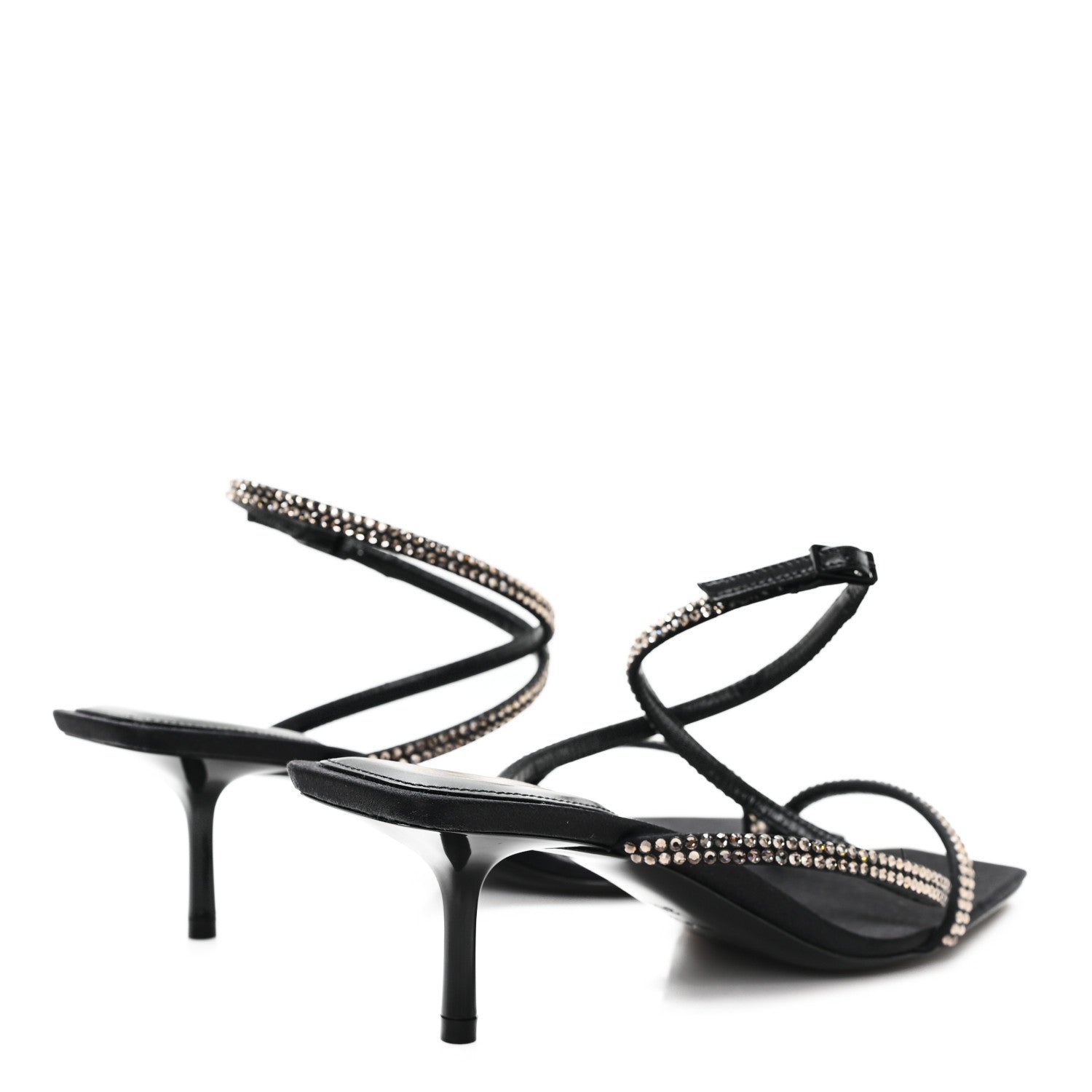 Saint Laurent Crepe Satin Baliqua 55 Vett Ankle Strap Sandals 36.5 Black 5 of 10