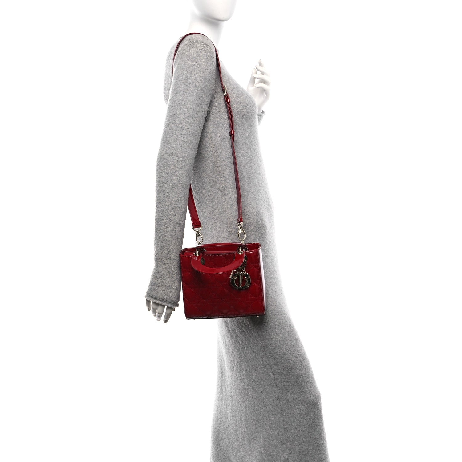 Christian Dior Patent Cannage Small Lady Dior Cherry Red 2 of 10