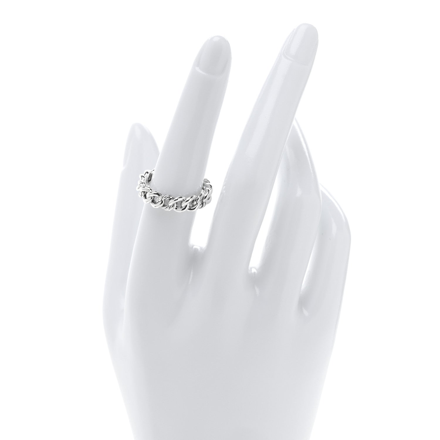 David Yurman Sterling Silver Narrow Belmont Curb Link Ring 54 7 2 of 4