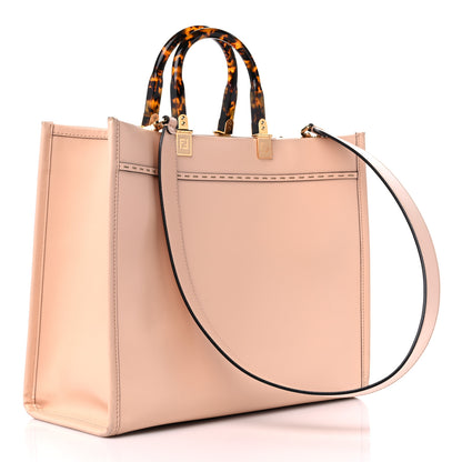 Fendi Vitello King Plexiglass Logo Embossed Medium Fendi Sunshine Shopper Tote Light Rose 3 of 12
