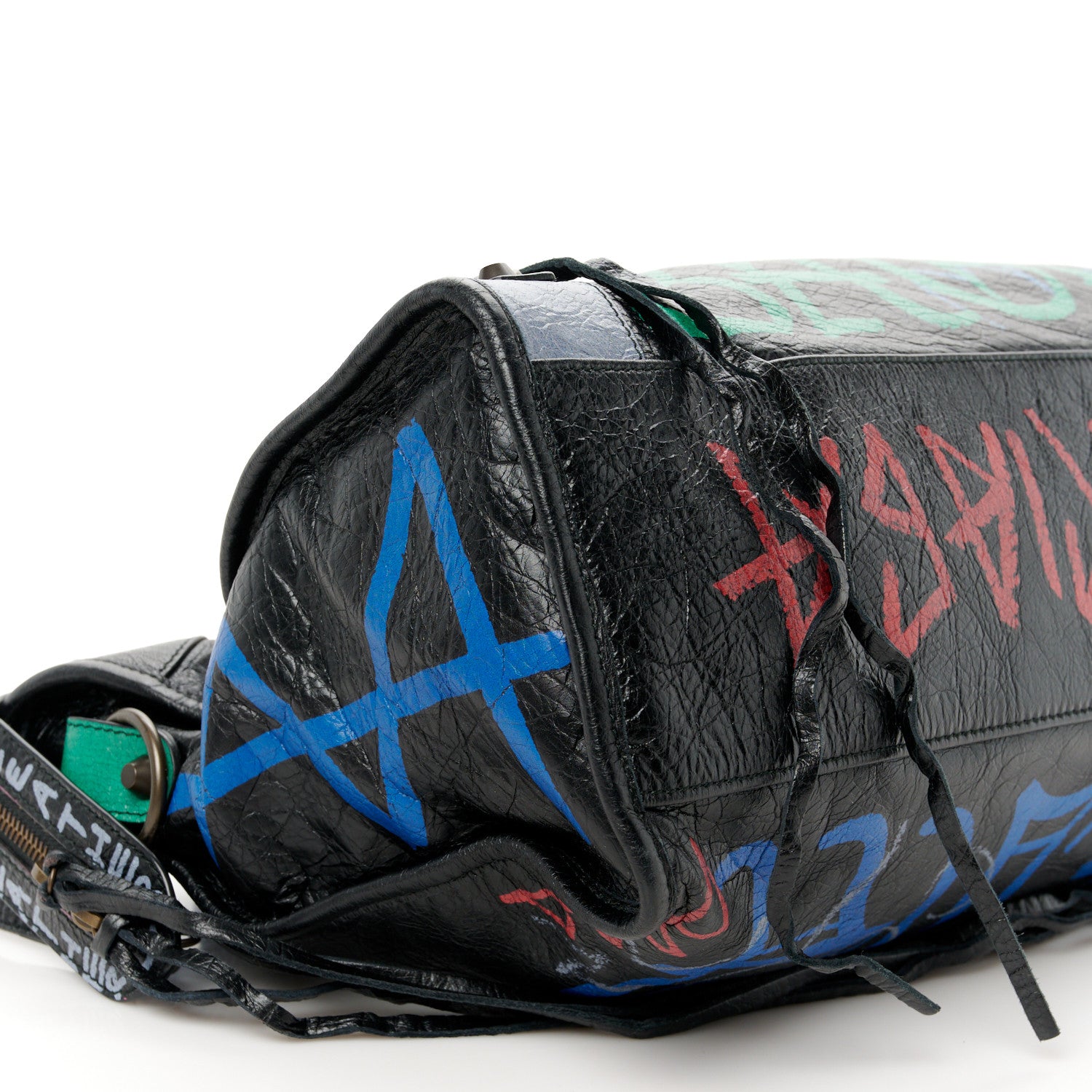 Balenciaga Agneau Graffiti All Over Classic Hardware City Black Vert Rouge 10 of 11