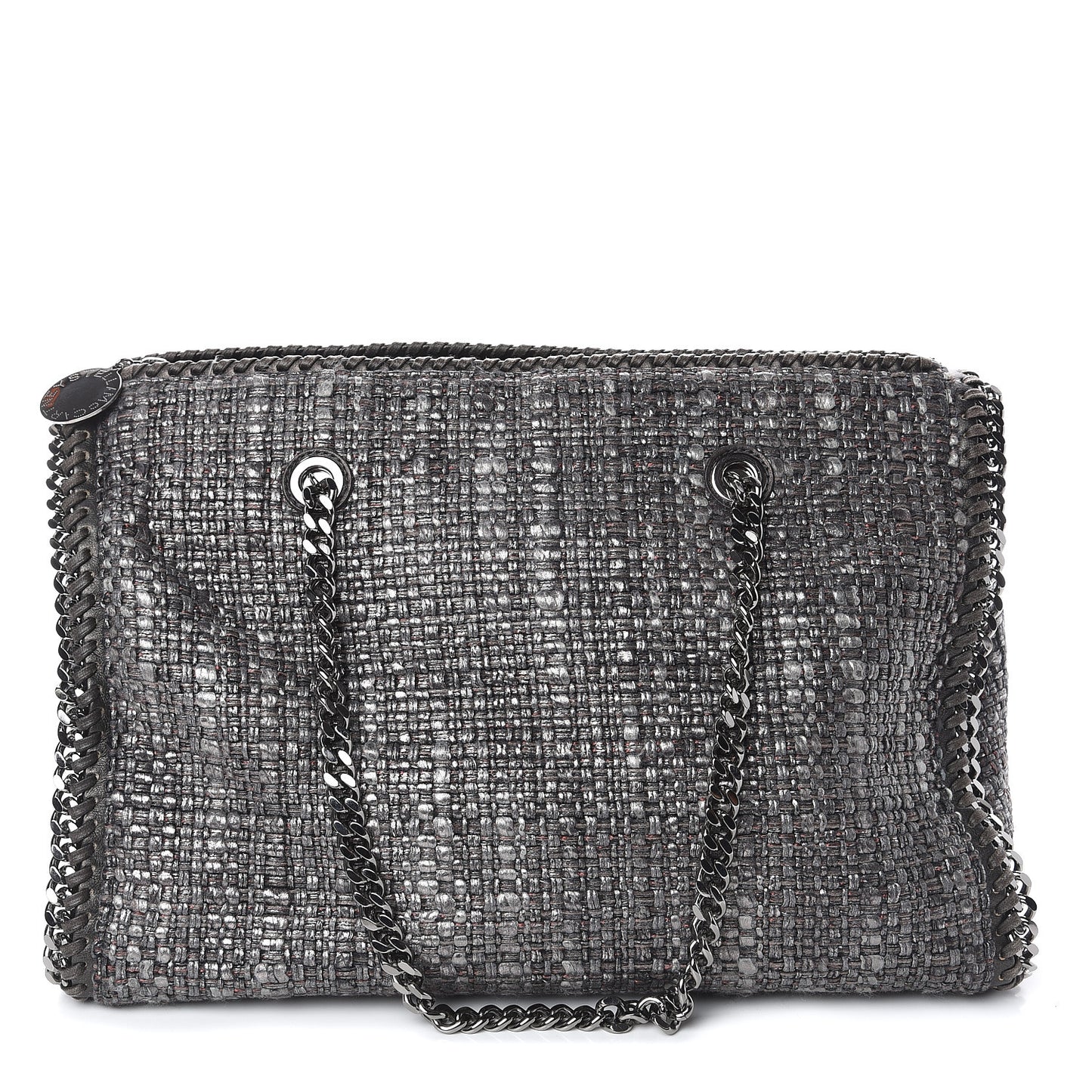 Metallic Woven Boucle Boston Bag Dark Grey