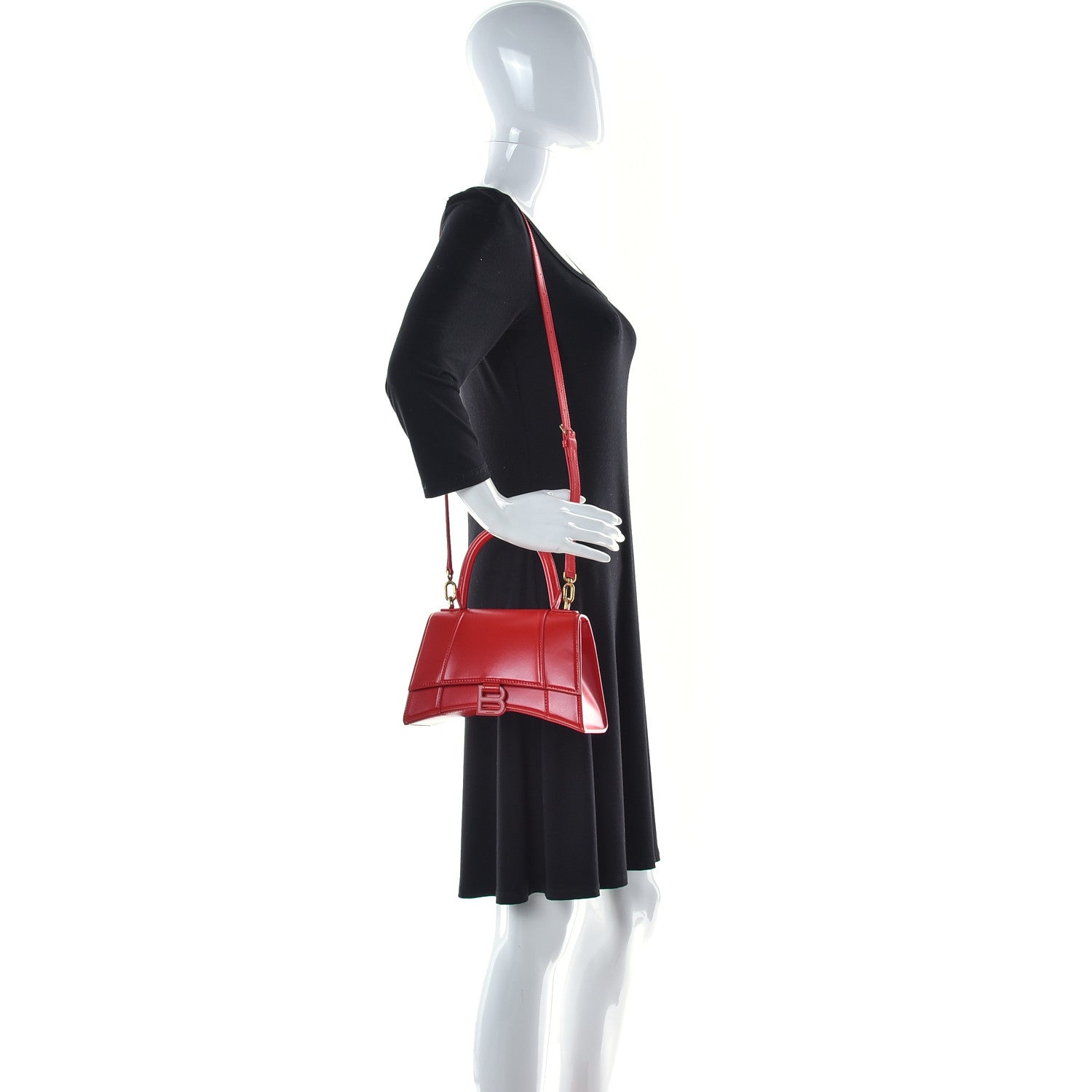 Balenciaga Shiny Box Calfskin Small Hourglass Top Handle Bag Bright Red 2 of 10