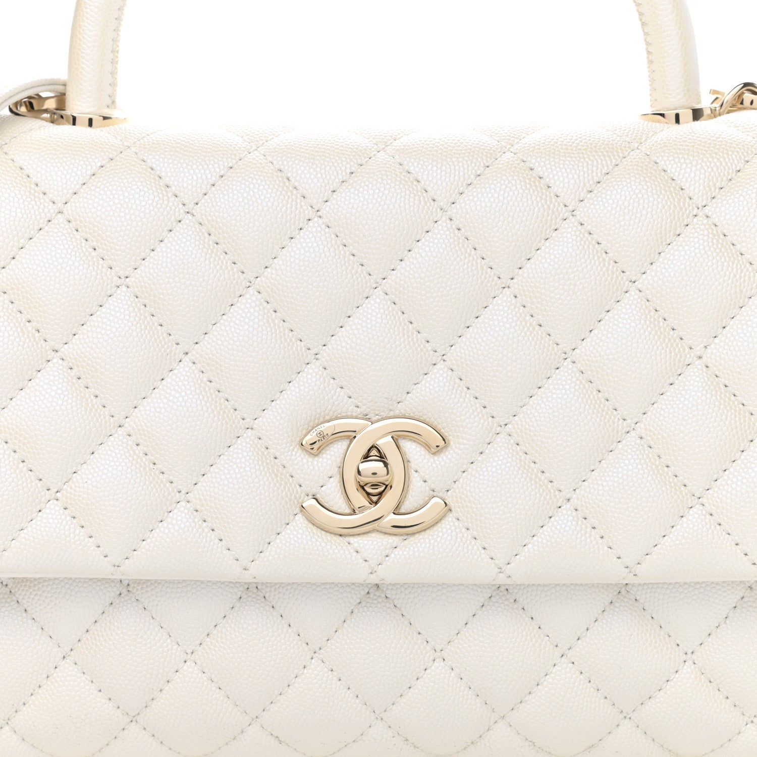 Chanel Iridescent Caviar Quilted Small Coco Handle Flap White 8 of 11