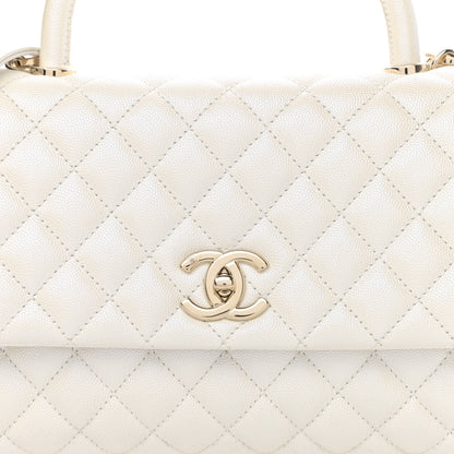 Chanel Iridescent Caviar Quilted Small Coco Handle Flap White 8 of 11