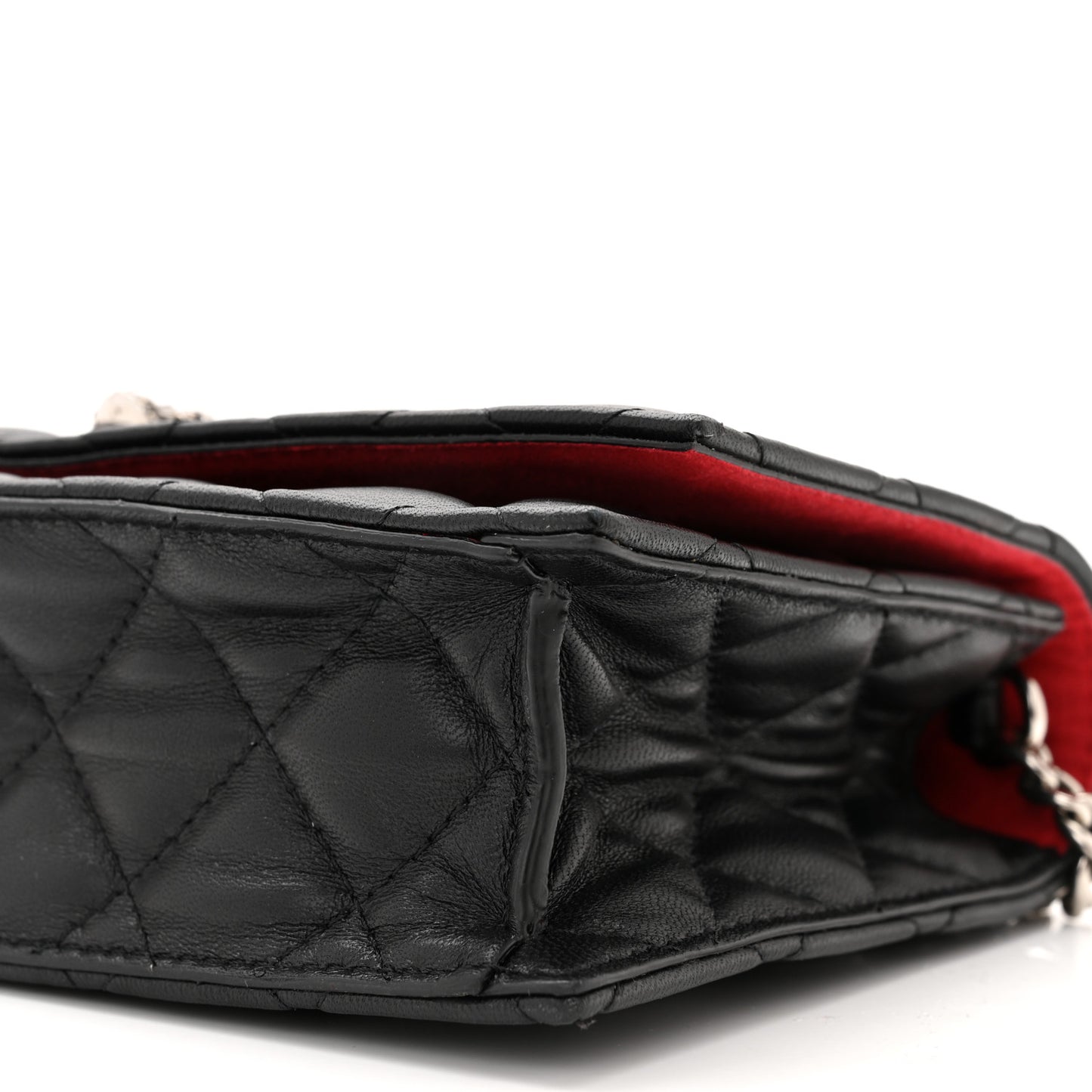 Calfskin Quilted Mini Skull Chain Crossbody Bag Black