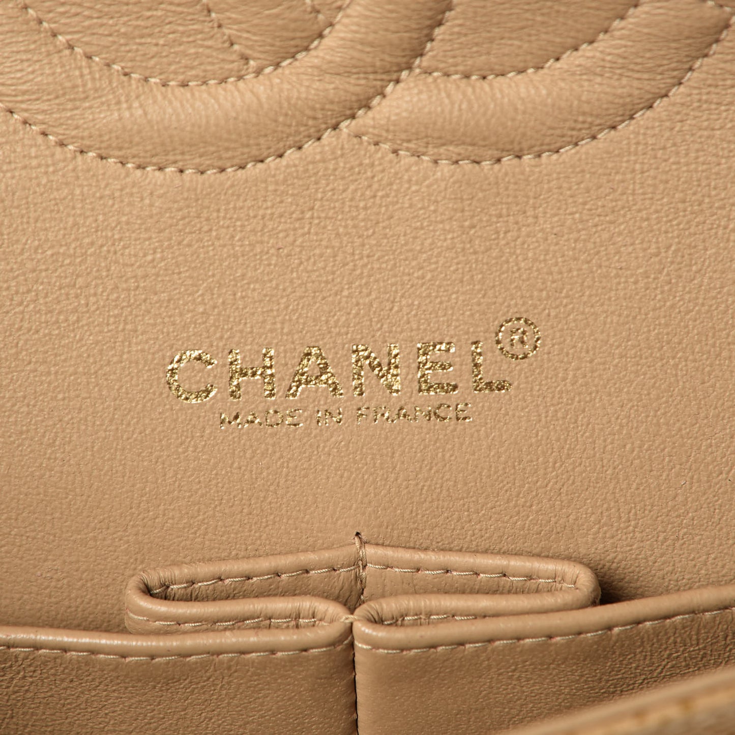 Caviar Quilted Medium Double Flap Beige