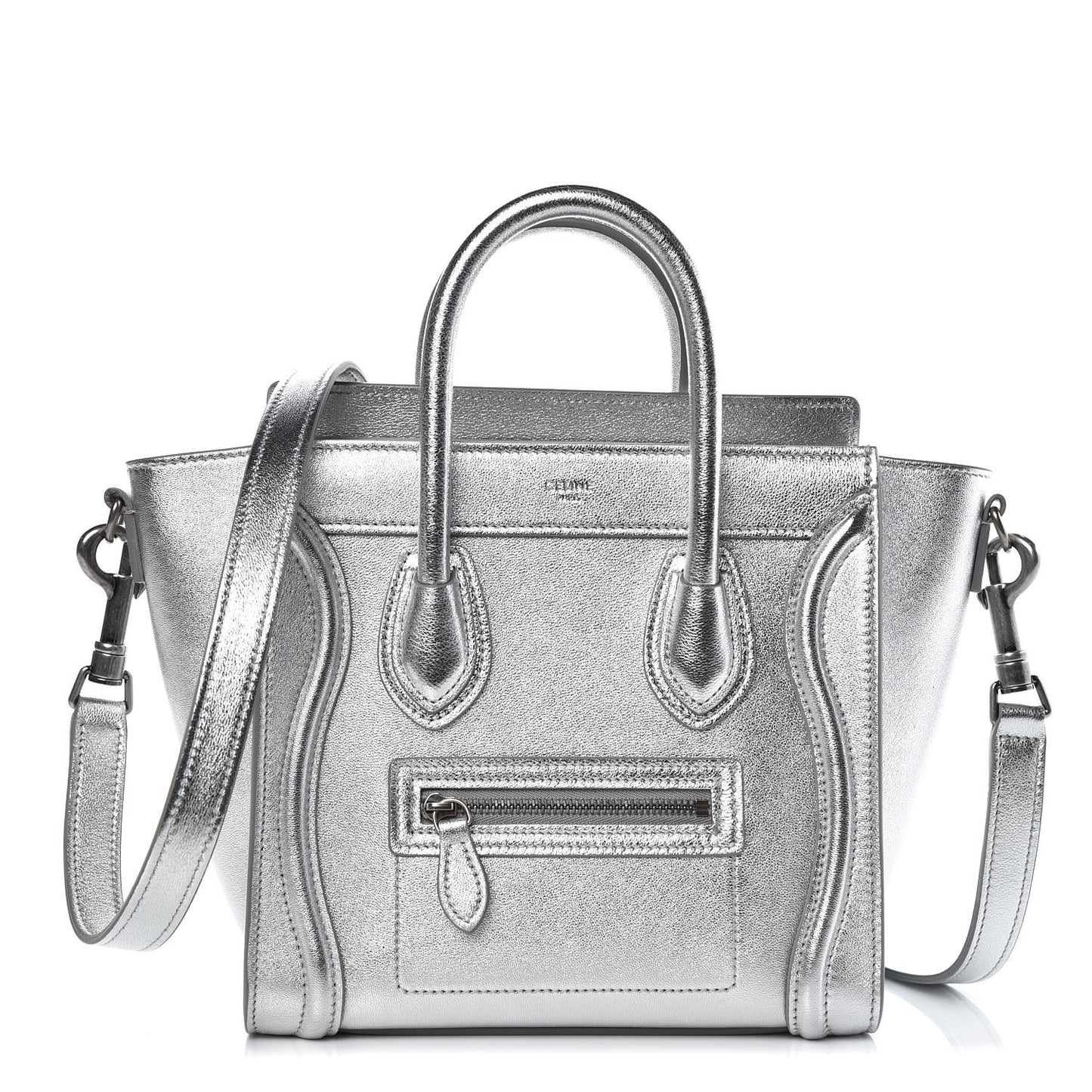 Laminated Lambskin Nano Luggage Silver