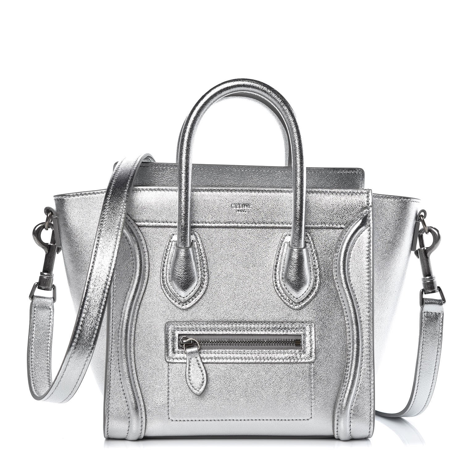 Celine Laminated Lambskin Nano Luggage Silver 1 of 7