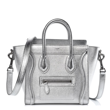 Celine Laminated Lambskin Nano Luggage Silver 1 of 7
