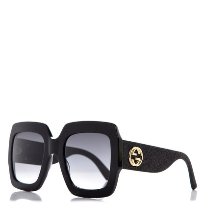 Gucci Square Frame Glitter GG0102S Sunglasses Black 1 of 9