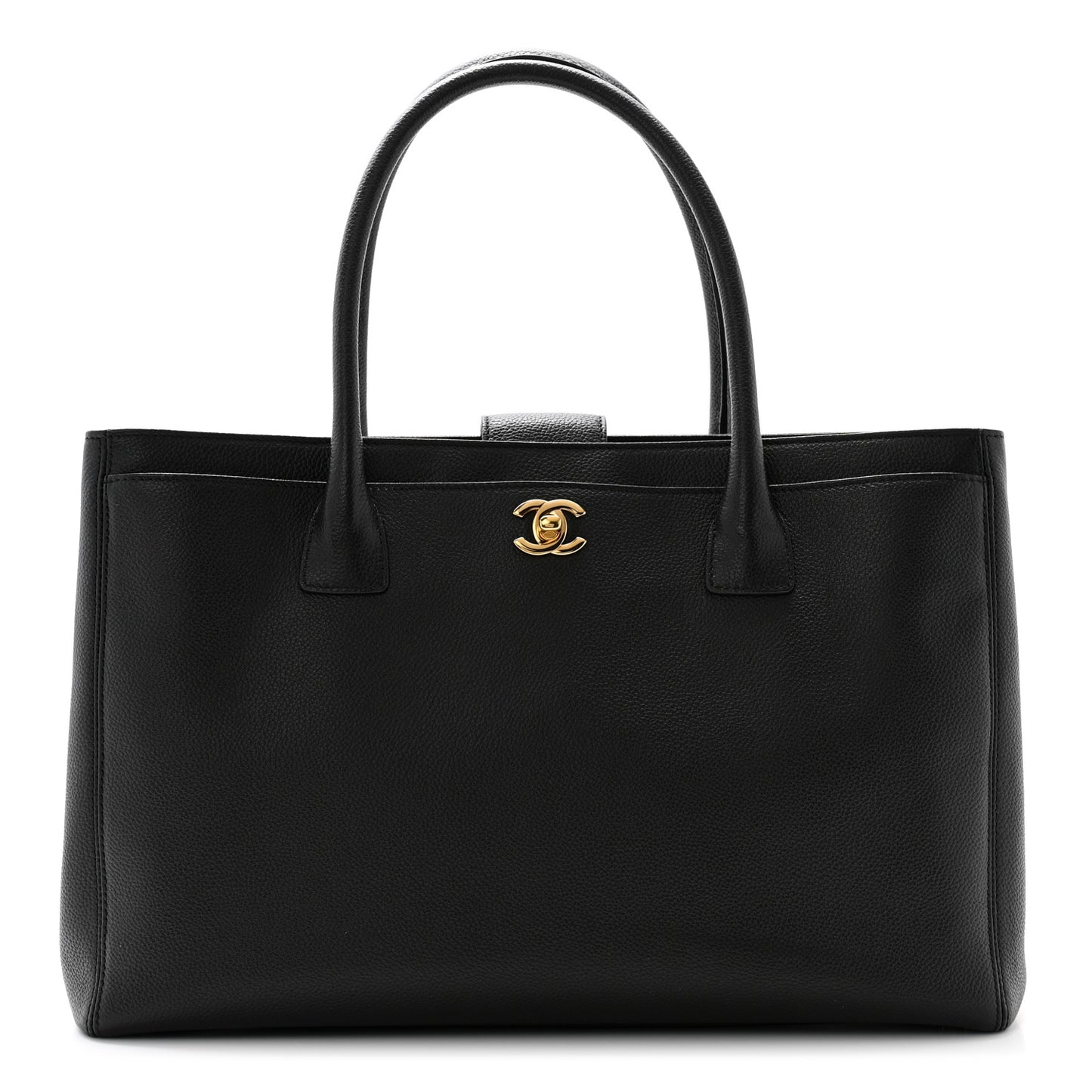 Calfskin Cerf Executive Shopper Tote Black