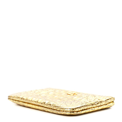 Chanel Metallic Calfskin Crocodile Embossed Cocodile Small Cosmetic Case Gold 9 of 12