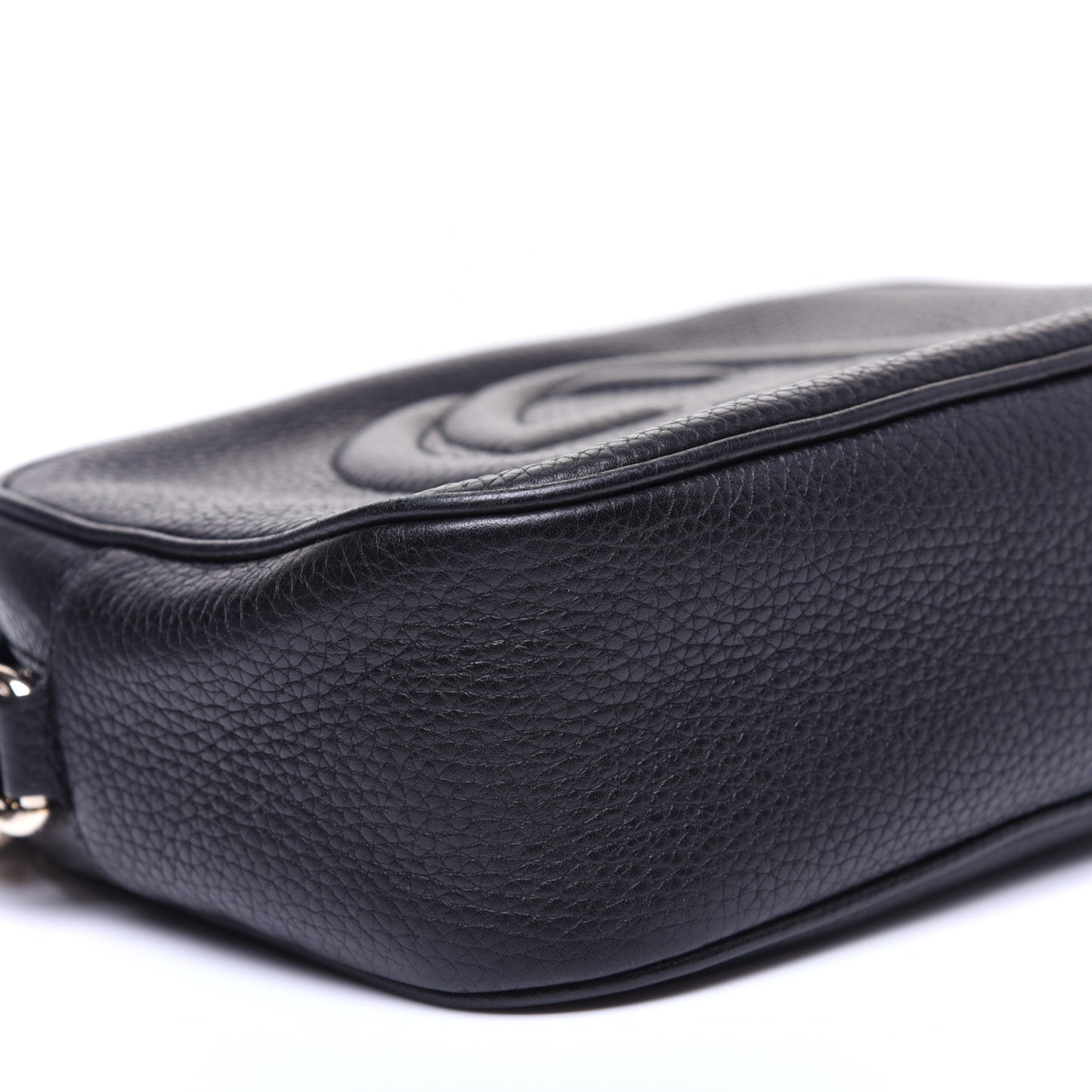 Pebbled Calfskin Small Soho Disco Bag Black