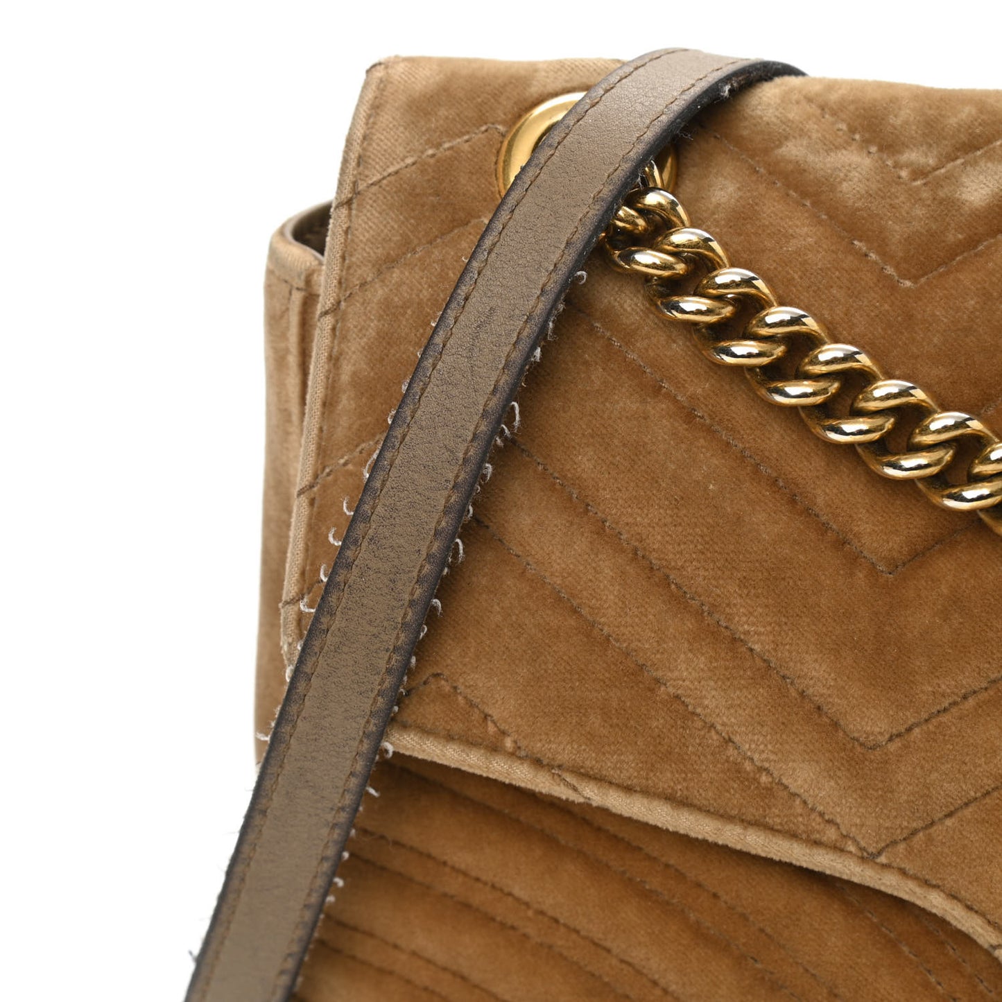 Velvet Matelasse Medium GG Marmont Shoulder Bag Taupe