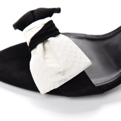 Saint Laurent Suede Snakeskin Ayers Sandals 38.5 Black White 10 of 11
