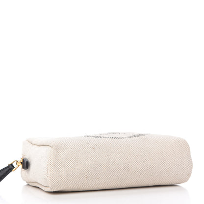 Prada Canvas Saffiano Necessaire Wristlet Pouch Naturale Black 4 of 10