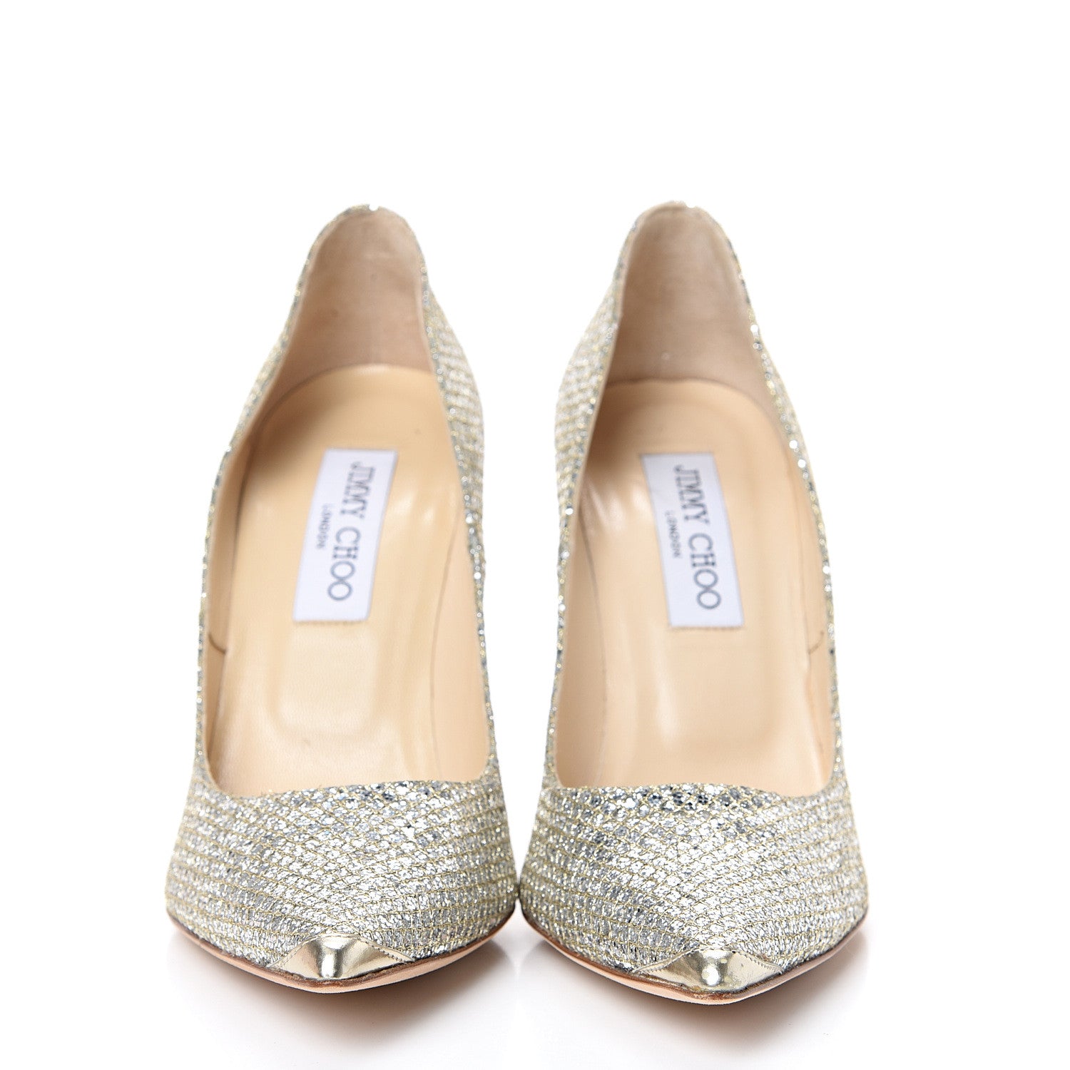 Jimmy Choo Glitter Marvel 100 Pumps 37.5 Champagne 2 of 10
