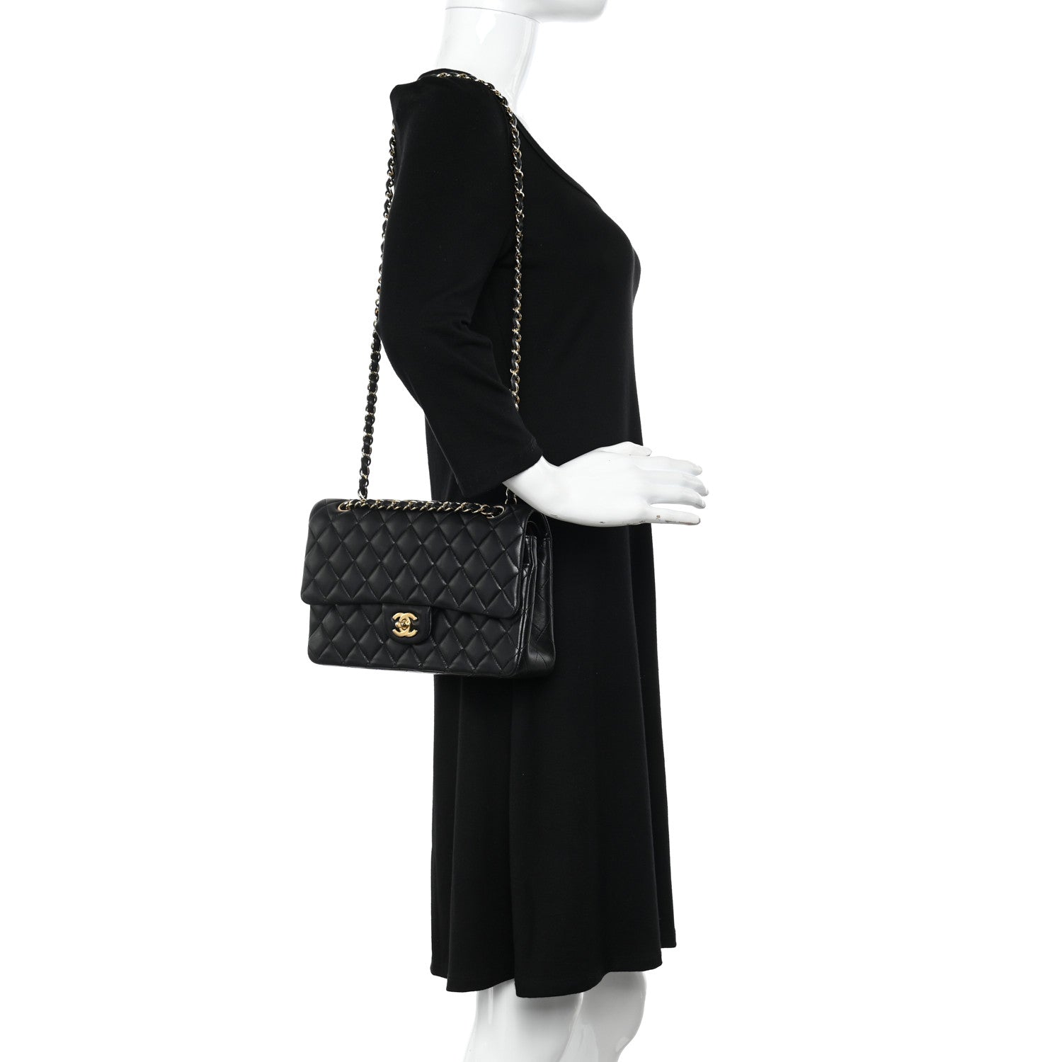 Chanel Lambskin Quilted Medium Double Flap Black 2 of 13