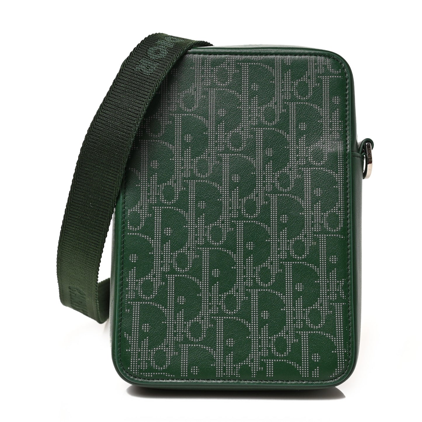 Calfskin Oblique Galaxy Perforated World Tour Messenger Pouch Green White