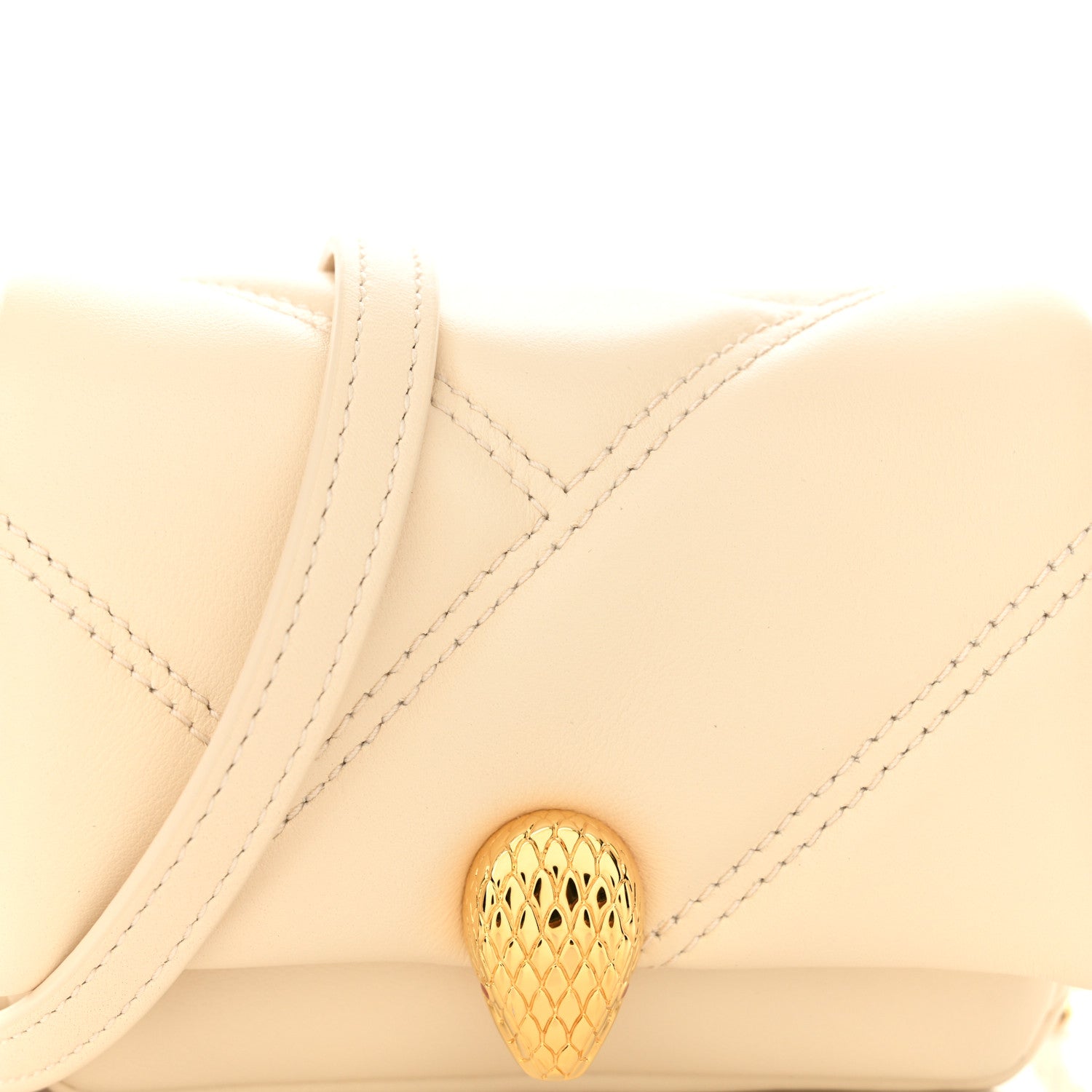 Bulgari Calfskin Serpenti Cabochon Micro Bag Ivory Opal 7 of 10