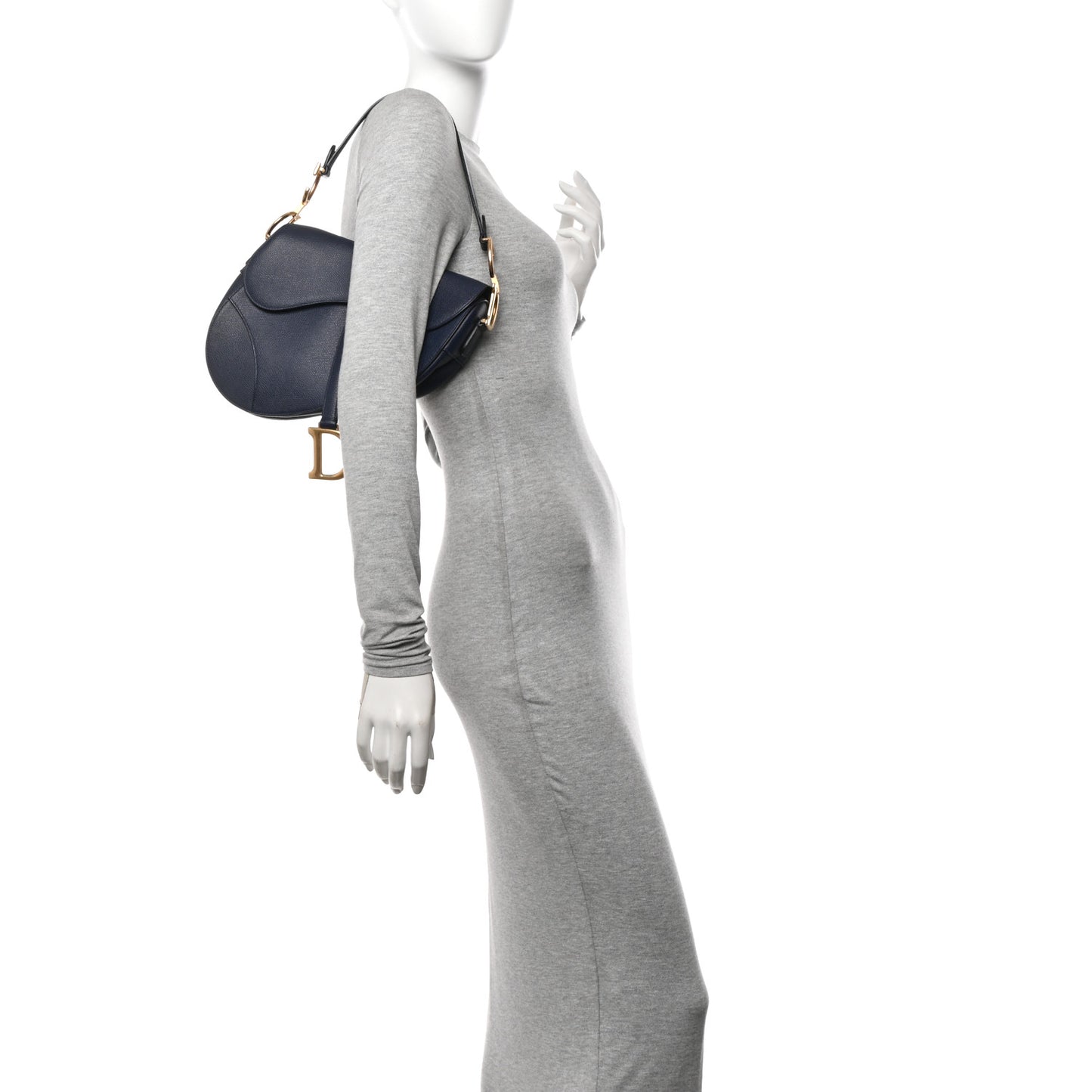 Grained Calfskin Saddle Bag Navy