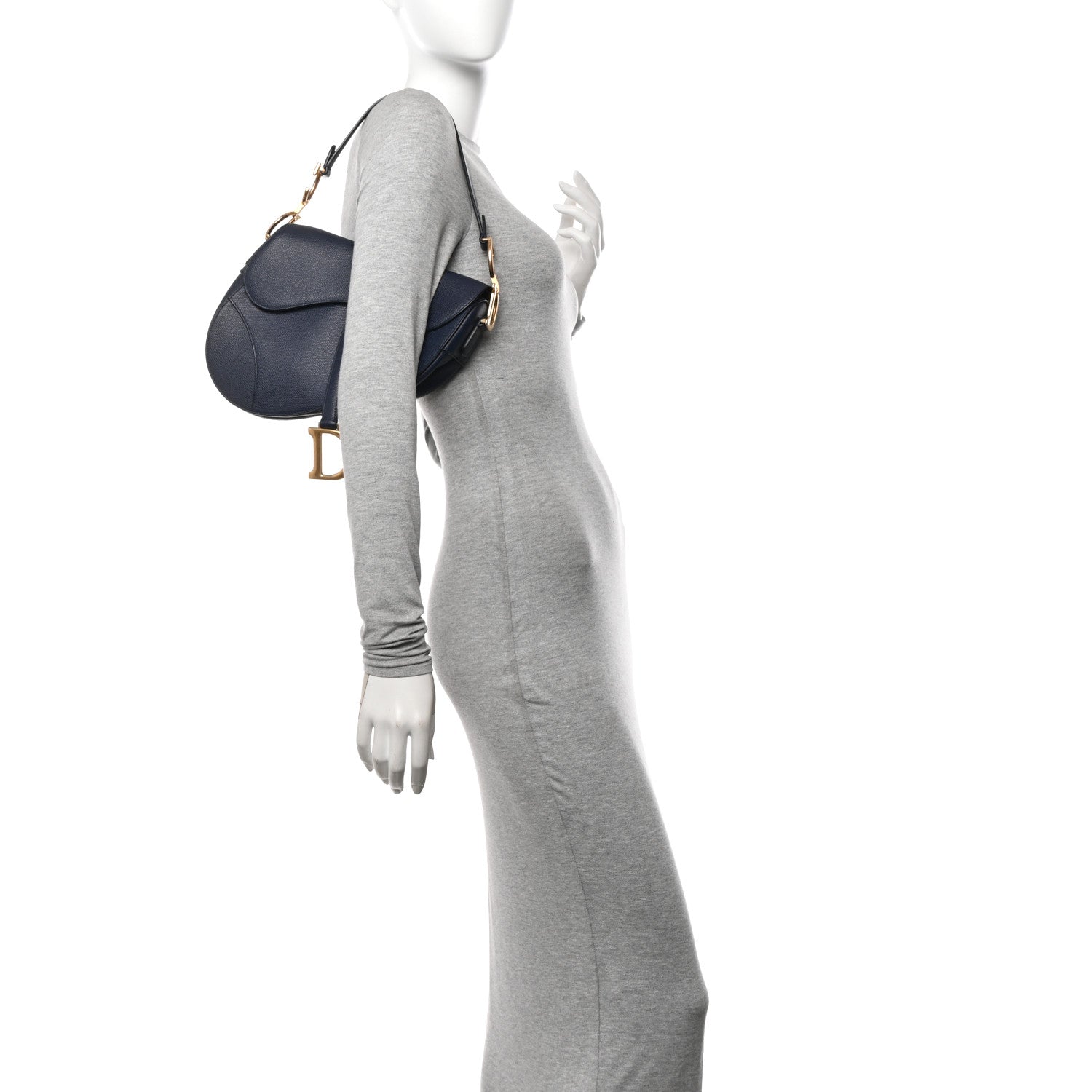 Christian Dior Grained Calfskin Saddle Bag Navy 2 of 13