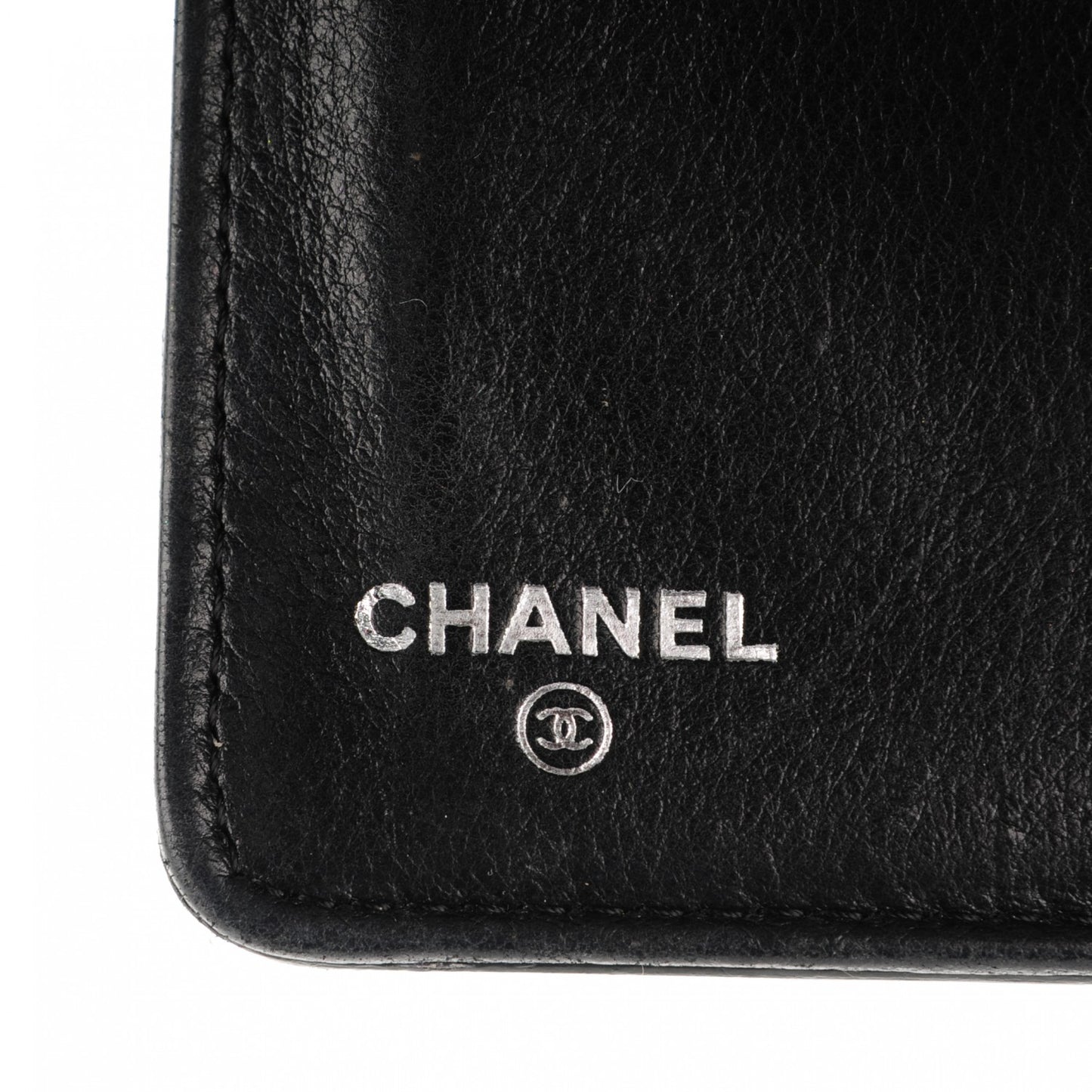 Metallic Galuchat Stingray Lambskin Yen Wallet Silver Black