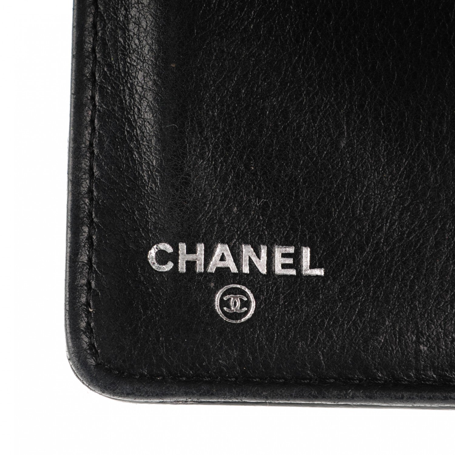 Chanel Metallic Galuchat Stingray Lambskin Yen Wallet Silver Black 6 of 7