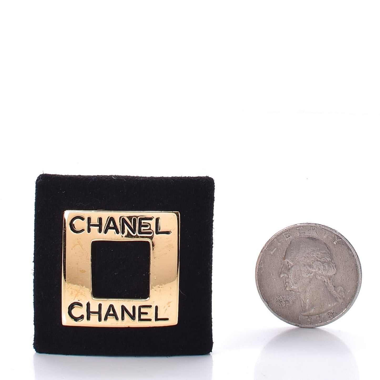 Suede Square Clip On Earrings Black Gold