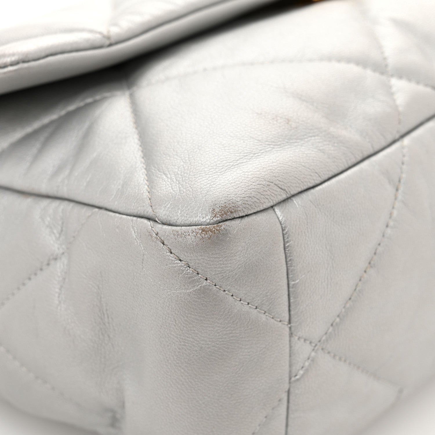 Chanel Metallic Goatskin Quilted Large Chanel 19 Flap Silver 9 of 15