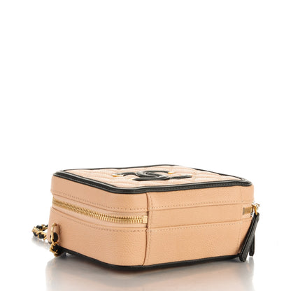 Chanel Caviar Quilted Small CC Filigree Vanity Case Beige Black 4 of 7