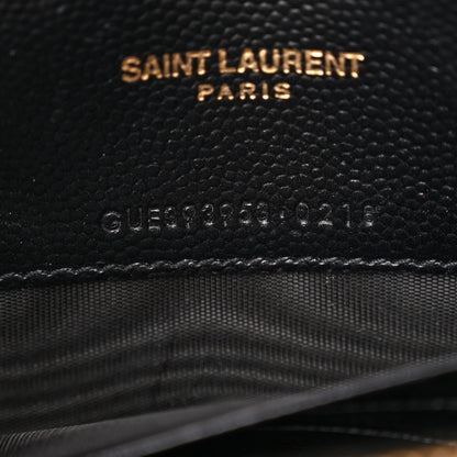 Saint Laurent Grain De Poudre Matelasse Chevron Monogram Envelope Chain Wallet Black 7 of 10