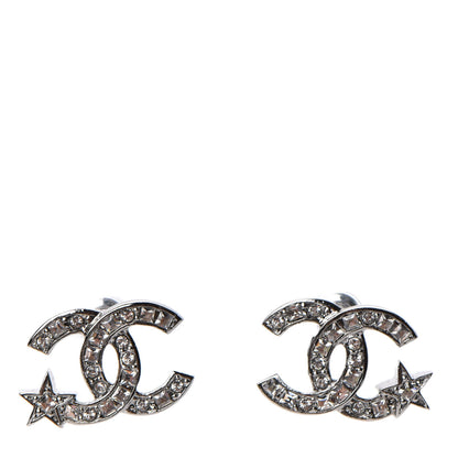 Chanel Crystal CC Starfall Earrings Silver 1 of 5