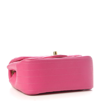 Chanel Lambskin Chevron Quilted Mini Square Flap Fuchsia 4 of 7
