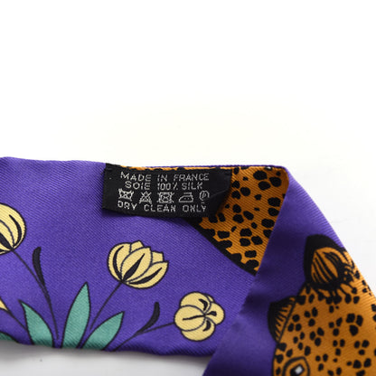 Hermes Silk Les Leopards Twilly Violet Ocre Vert 3 of 3