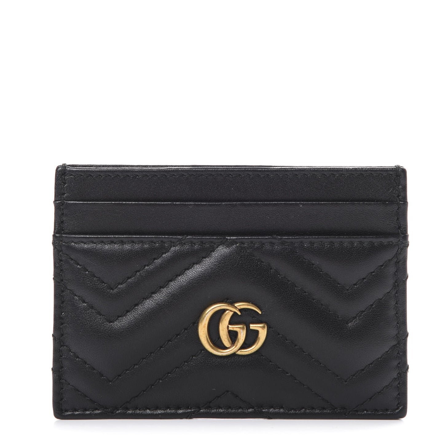 Calfskin Matelasse GG Marmont Card Holder Black