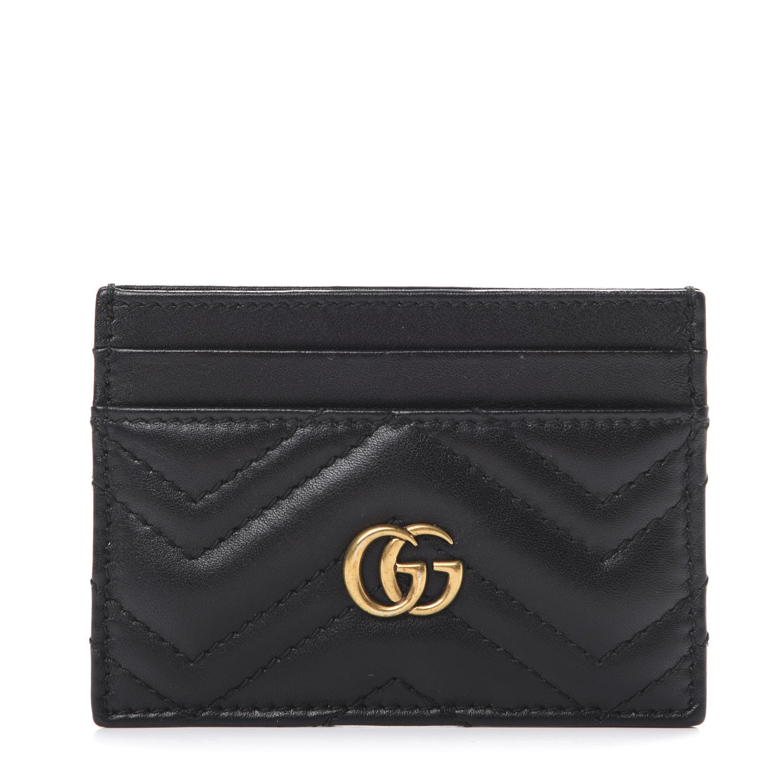 Gucci Calfskin Matelasse GG Marmont Card Holder Black 1 of 5