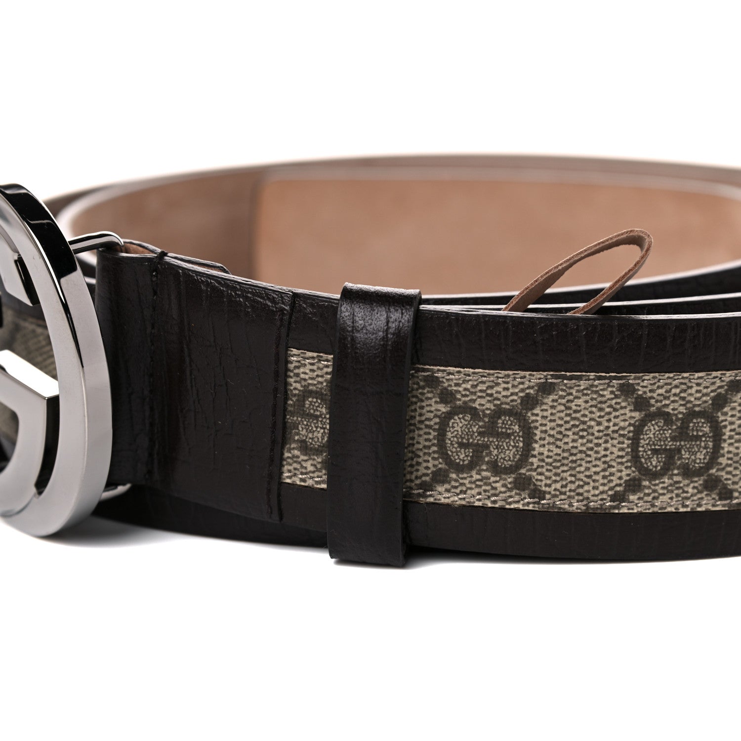 Gucci GG Supreme Monogram Niagara Lux Calfskin Interlocking G 40mm Belt 125 50 Beige Ebony Cocoa 6 of 6