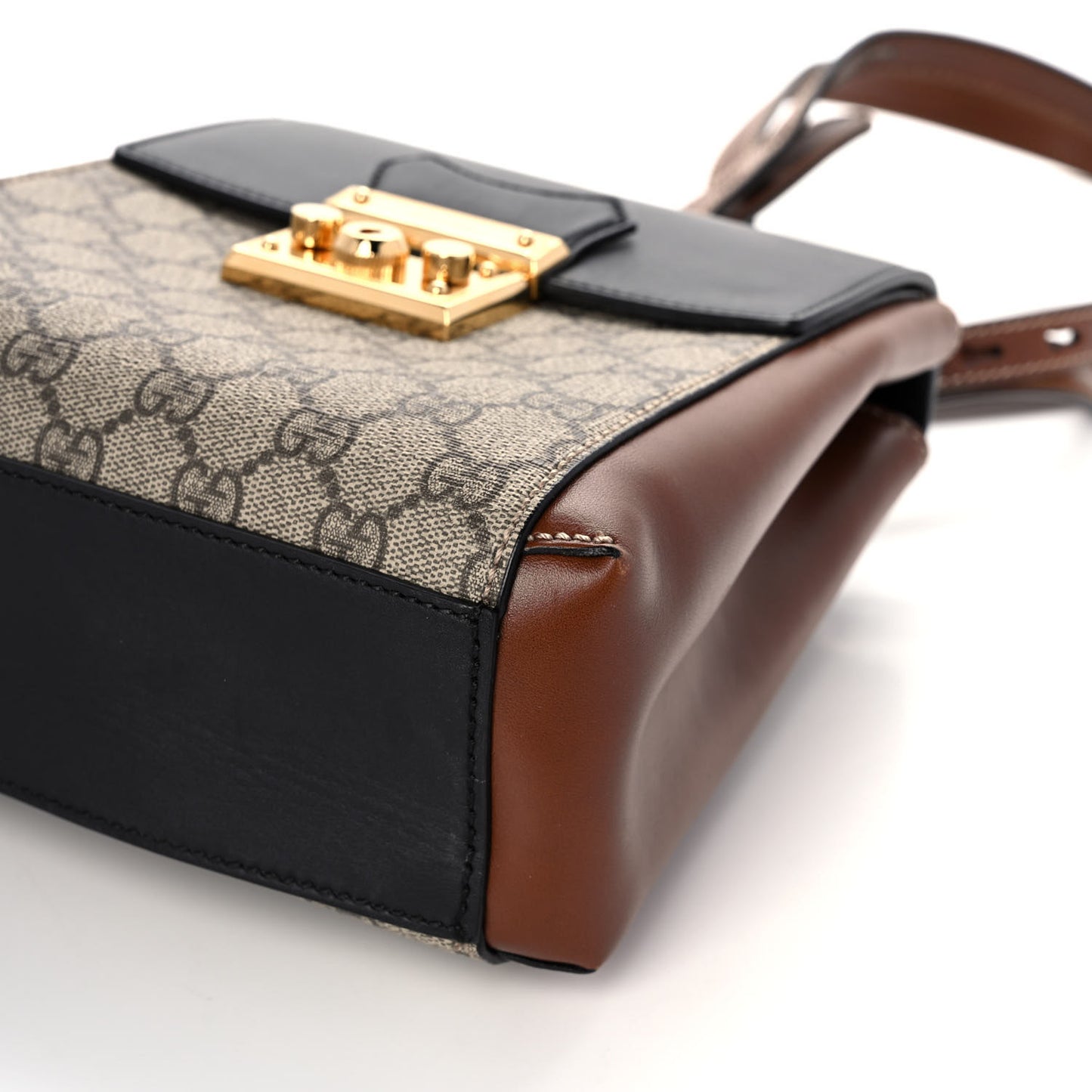 GG Supreme Monogram Calfskin Padlock Backpack Beige Cuir Black