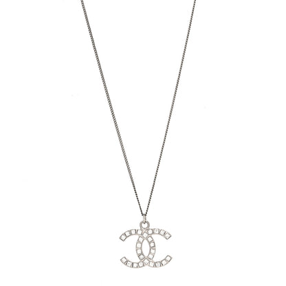 Chanel Baguette Crystal CC Necklace Silver 1 of 5