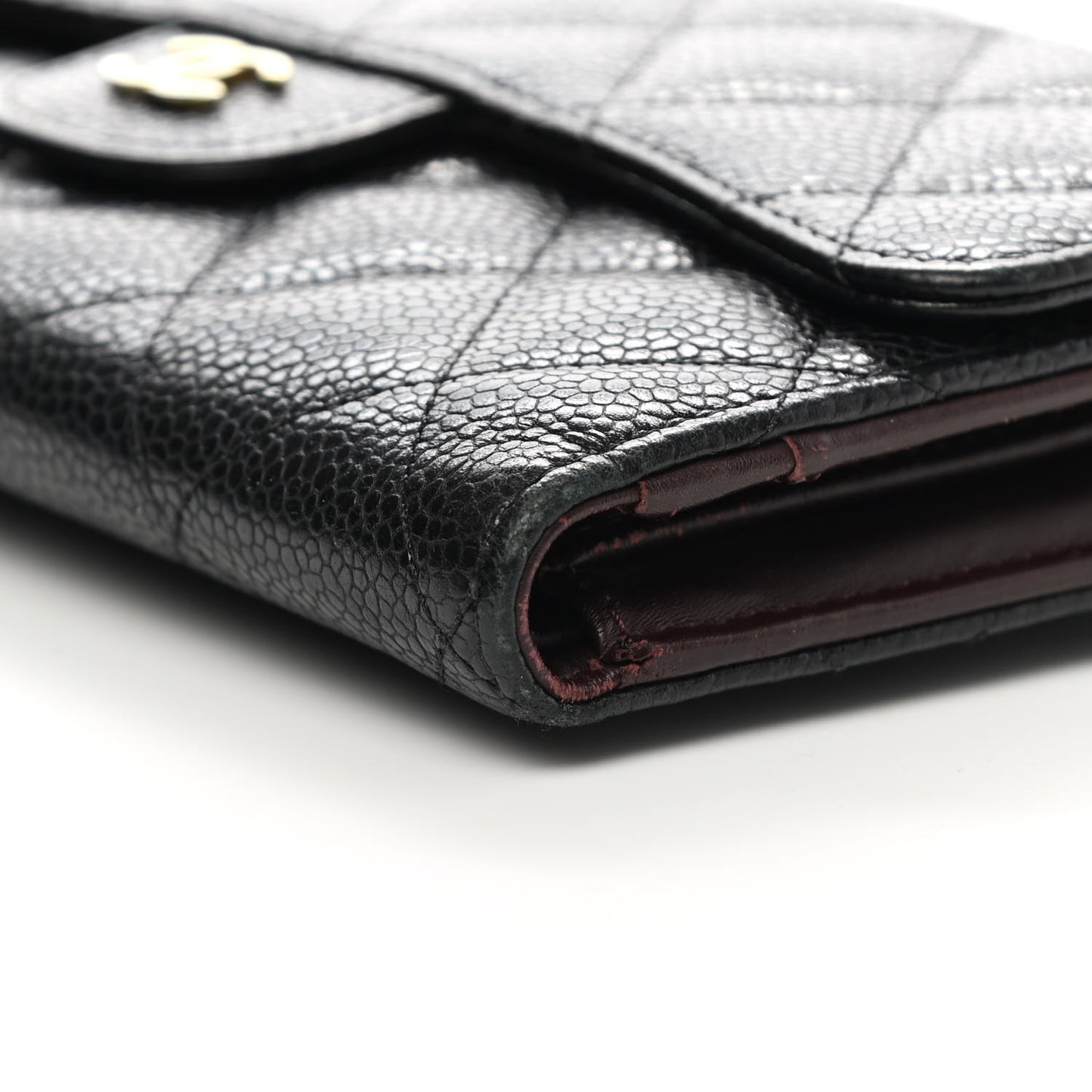 Caviar Quilted Large Gusset Flap Wallet Black