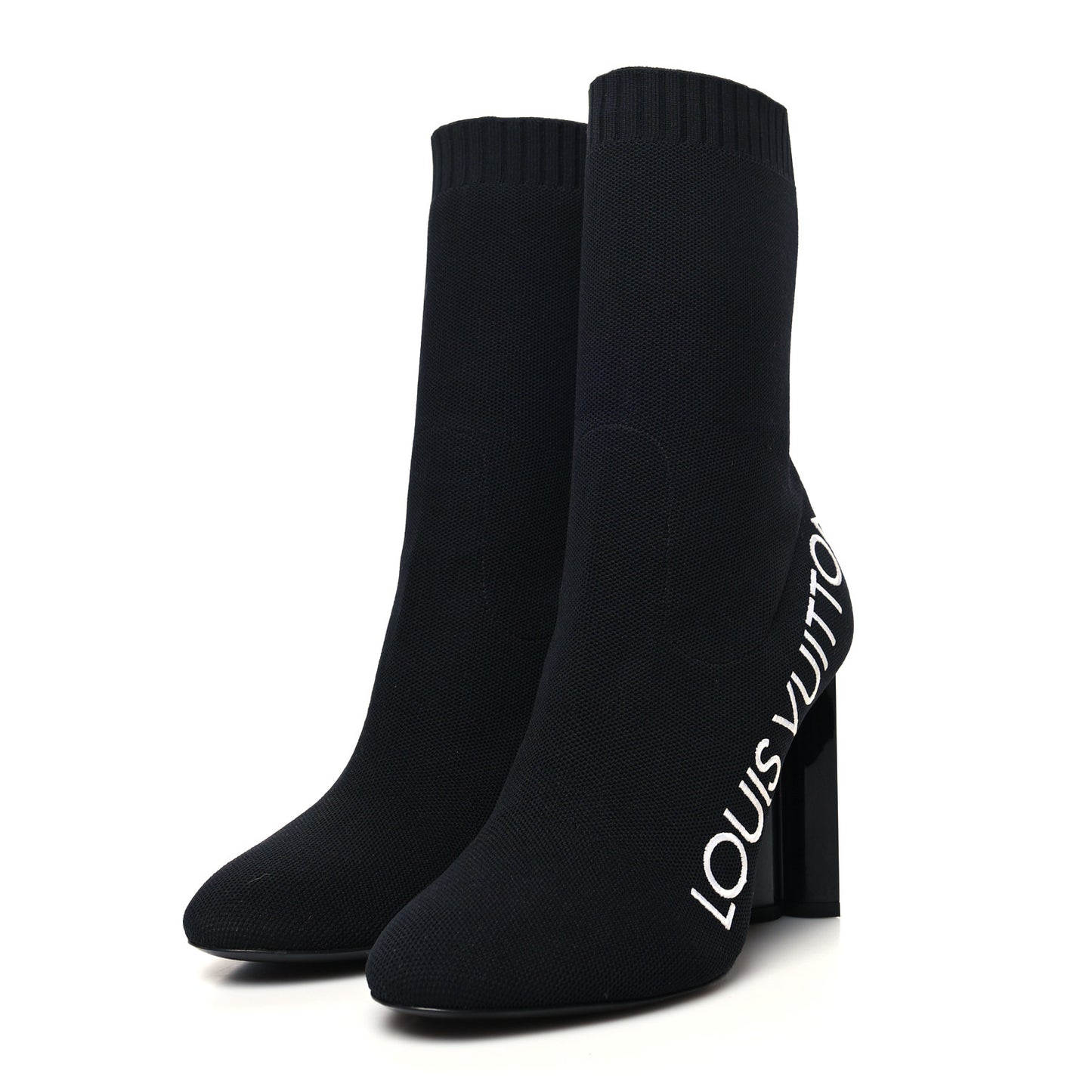 Stretch Fabric Silhouette Ankle Boots 39 Black