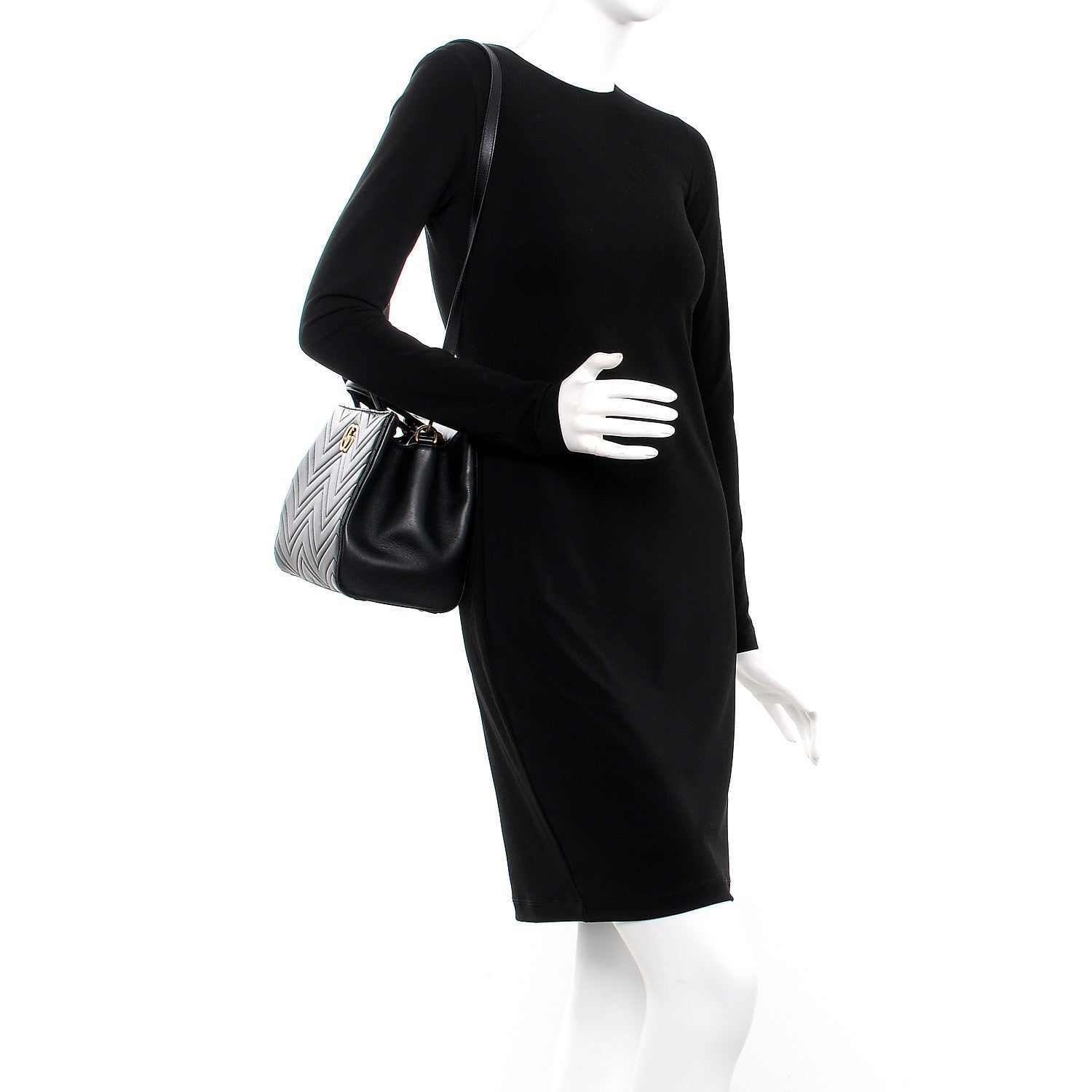 Gucci Calfskin Matelasse Small GG Marmont Tote Black 2 of 7