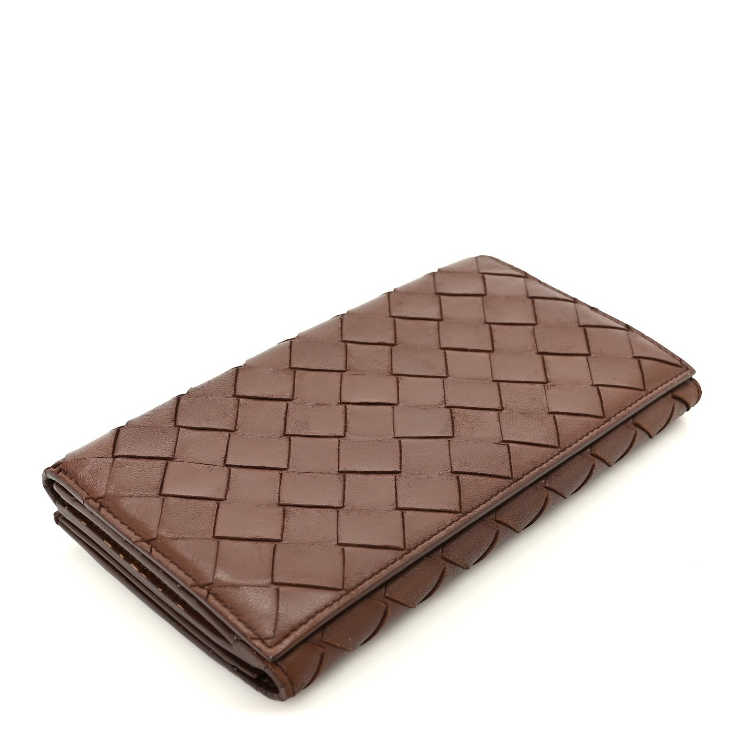 Bottega Veneta Nappa Intrecciato Continental Flap Wallet Brown