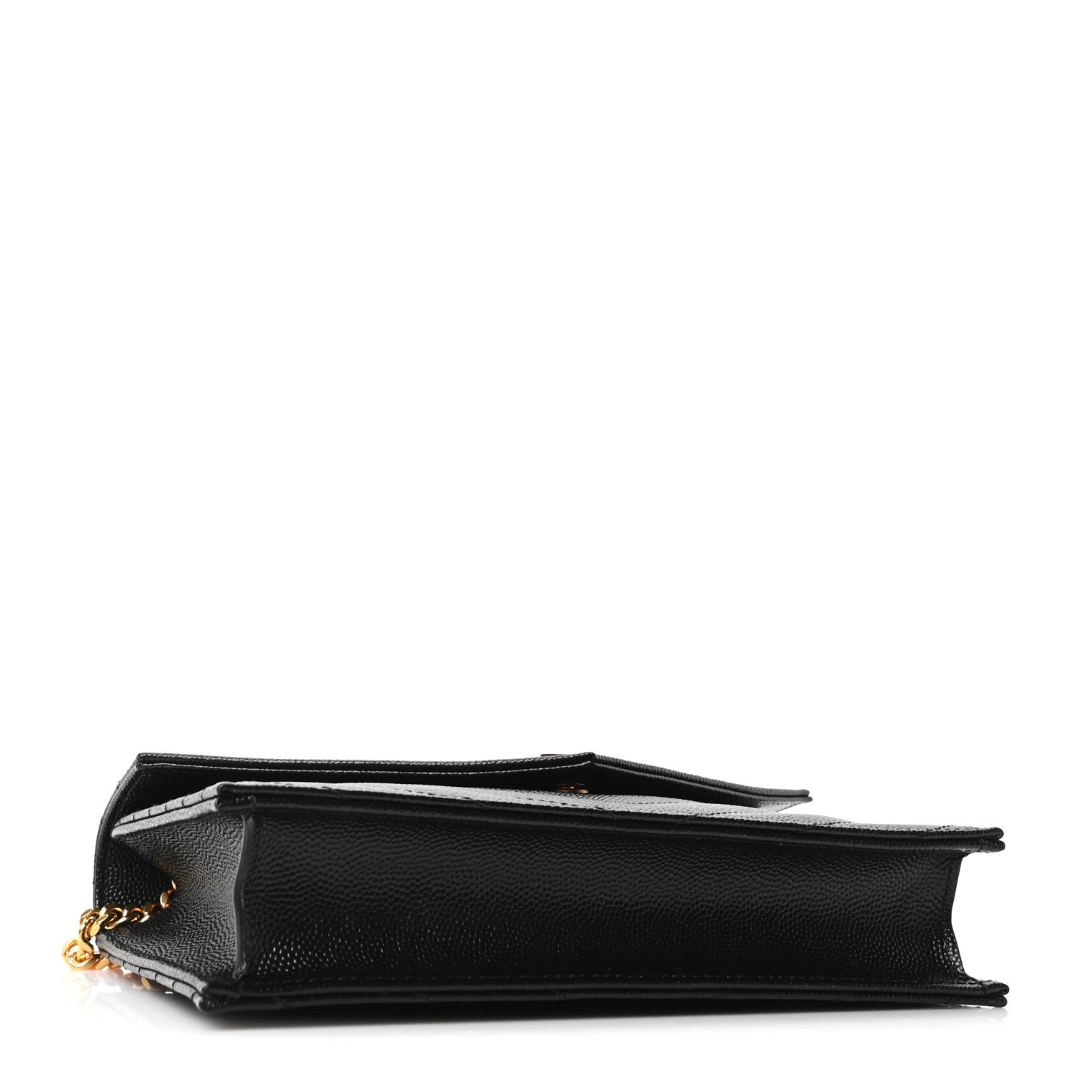 Saint Laurent Grain De Poudre Matelasse Chevron Monogram Envelope Chain Wallet Black 4 of 10